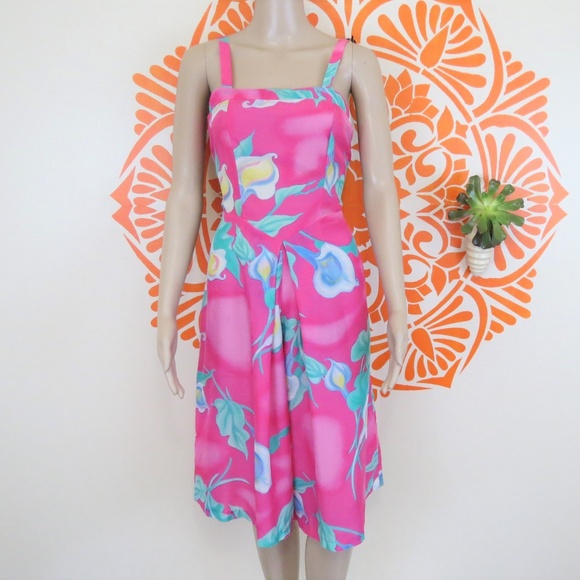 Sherry Holt for Sunshine Pants - Vintage 80's Pink Floral Palazzo Pant Romper S